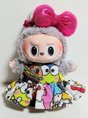Sanrio Keroppi Hello Kitty Dress with Large Metallic Bow Labubu Outfit
